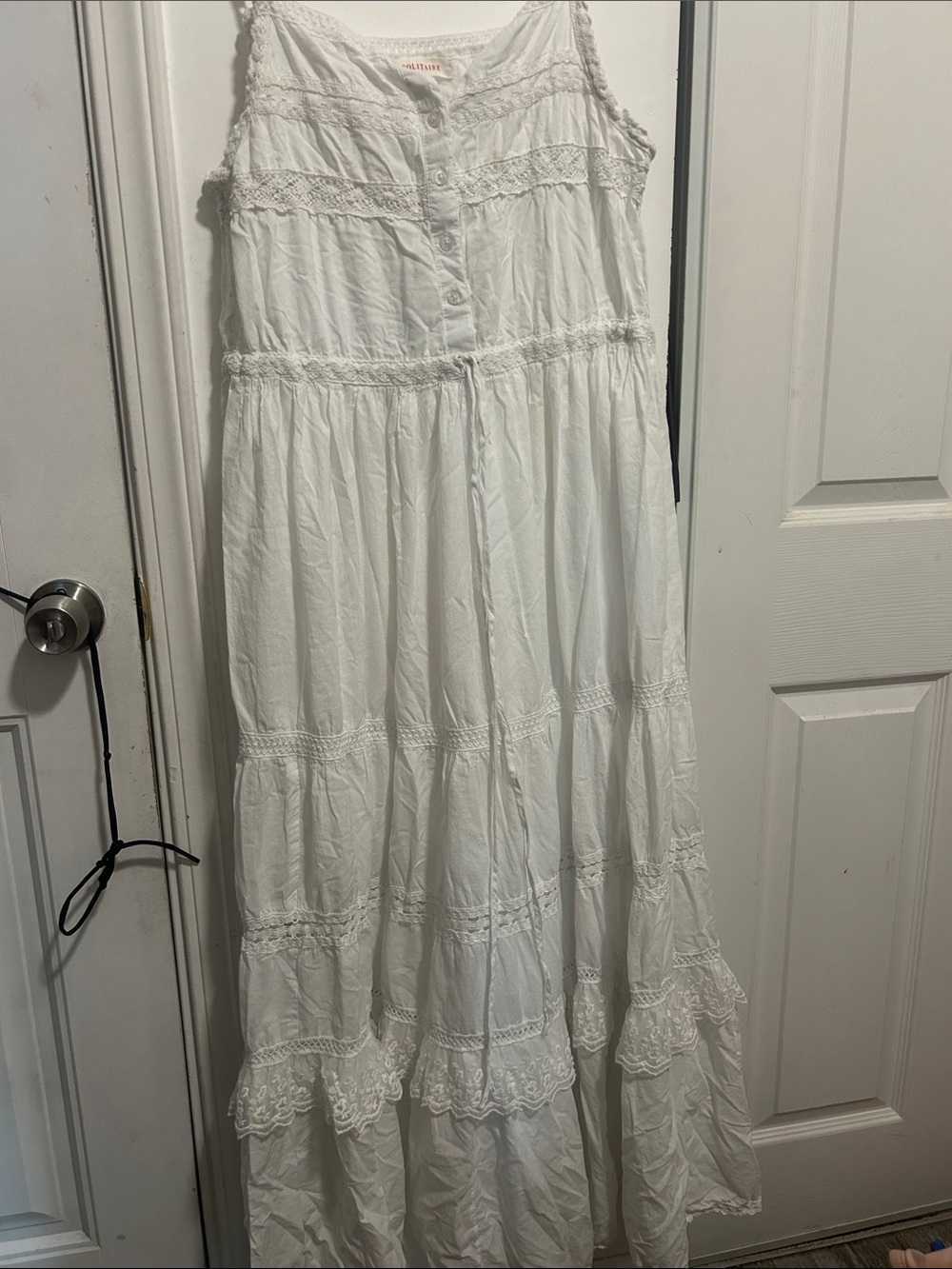Solitaire White Maxi Sundress with Lace Trim
